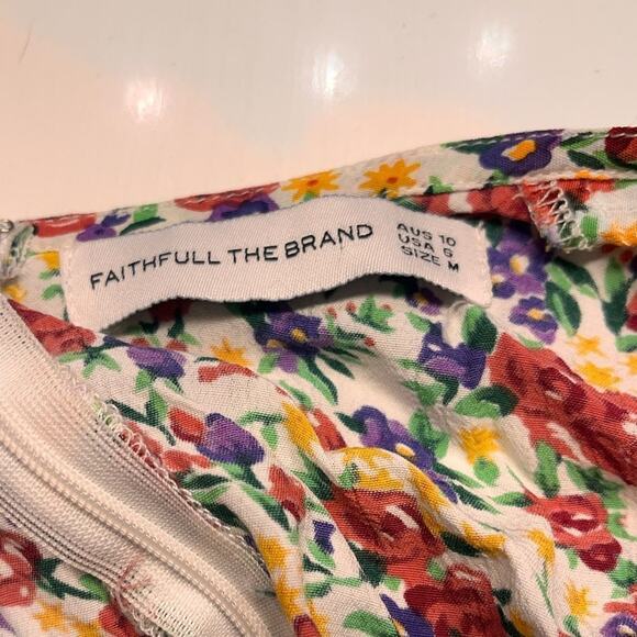 Faithfull The Brand Raphaela Floral Puff Sleeve Mini Dress Size 6 - Picture 8 of 14